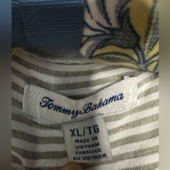 Tommy Bahama Linen Blend Striped Sleeveless Button Down Blouse Minimalist Sz XL - Picture 9 of 9